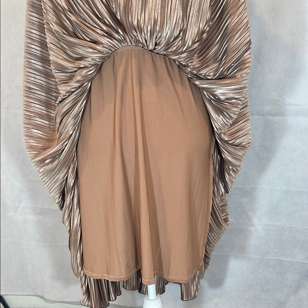 Gold and Brown Embellished A-Line Cocktail Dress - Picture 9 of 10